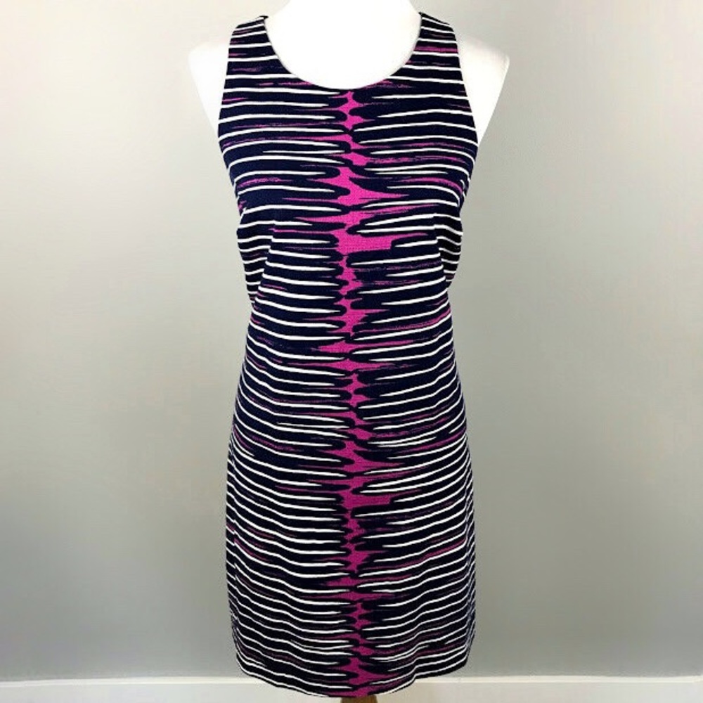 Trina Turk Purple Dress Loma Jungle Stripe Shift